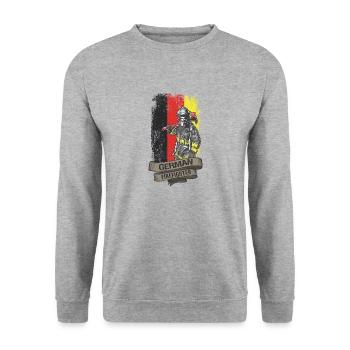 German Firefighter - Unisex Pullover - Weißgrau meliert - Vorne - Alina (178cm) & Michal (187cm)
