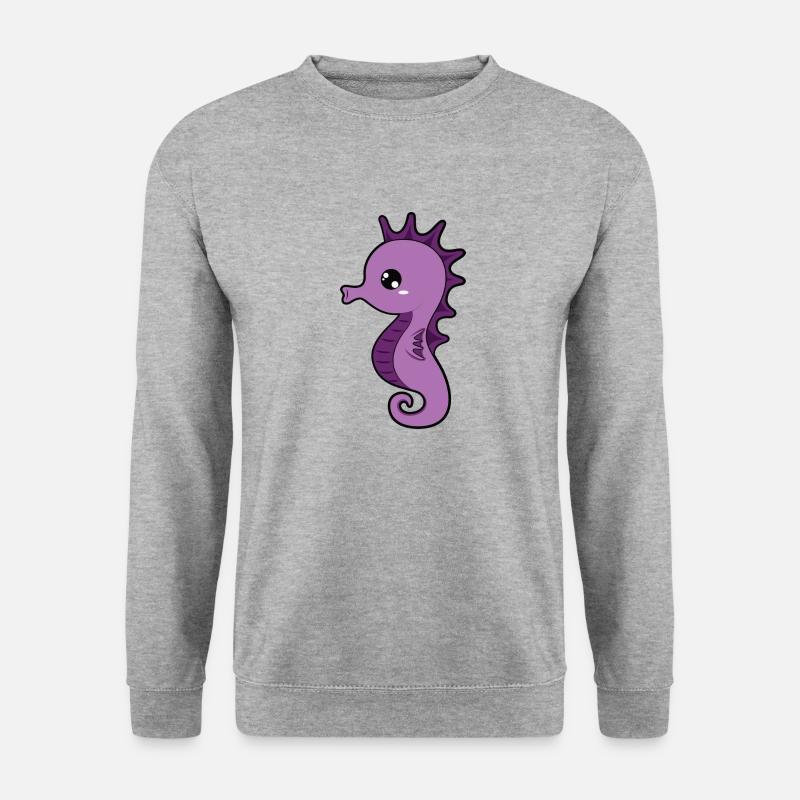 Seepferdchen - Unisex Pullover - Weißgrau meliert