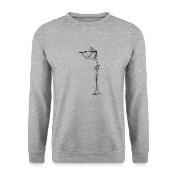 Flöte - Unisex Pullover - Weißgrau meliert - Vorne - Alina (178cm) & Michal (187cm)