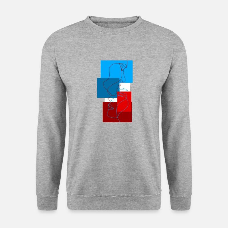 LoveLinesWithColorBlocks - Unisex Pullover - Weißgrau meliert