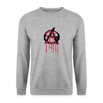 Logo Anarchie Blut Tropfen - Unisex Pullover - Weißgrau meliert - Vorne - Alina (178cm) & Michal (187cm)