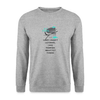 Pensez à la pêche à la mouche Nature Truite - Sweat-shirt Unisexe - gris chiné - Devant - Alina (178cm) & Michal (187cm)