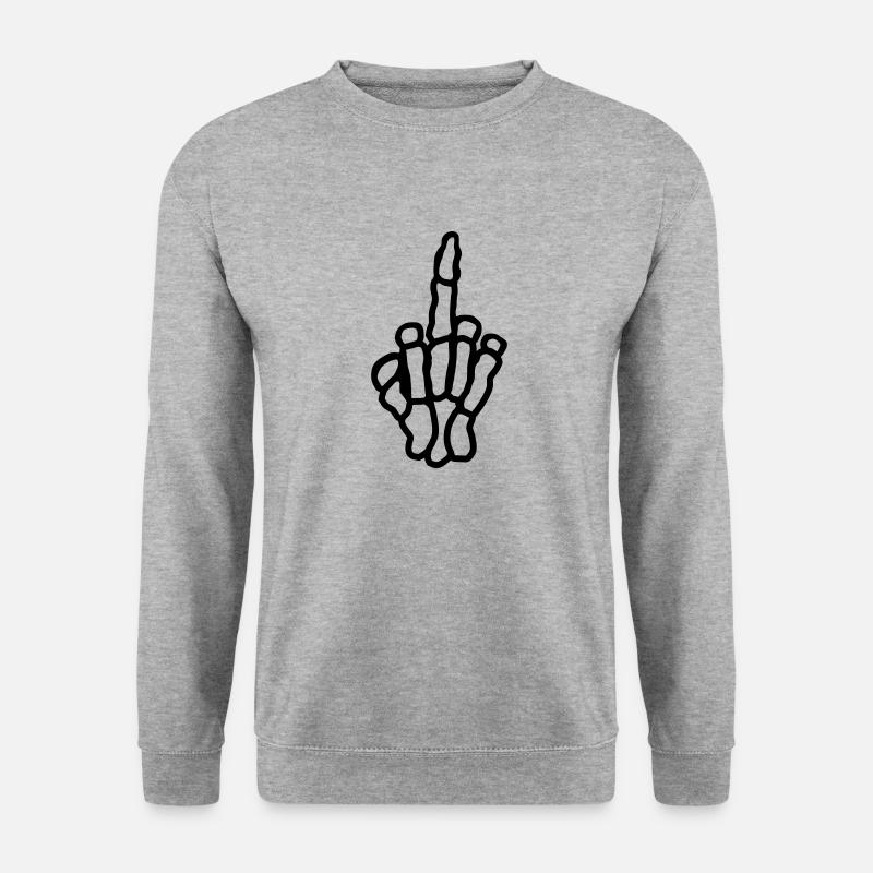 Main d’os du majeur effrontée - Sweat-shirt Unisexe - gris chiné