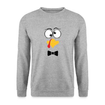 Lustiger Truthahn Gesicht Junge - Unisex Pullover - Weißgrau meliert - Vorne - Alina (178cm) & Michal (187cm)