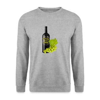 Wein Fun - Unisex Pullover - Weißgrau meliert - Vorne - Alina (178cm) & Michal (187cm)