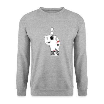 Love Och Neee! - Unisex Pullover - Weißgrau meliert - Vorne - Alina (178cm) & Michal (187cm)
