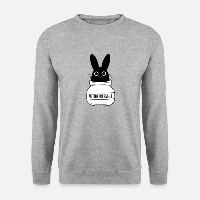 Antidepressant Bunny - Unisex Pullover - Weißgrau meliert