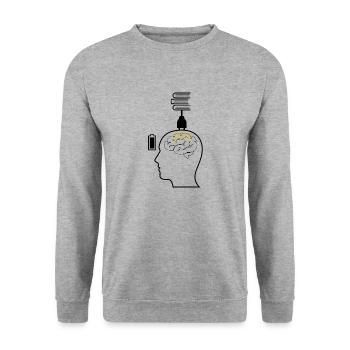Brain Charging - Unisex Sweatshirt - salt & pepper - Front - Alina (178cm) & Michal (187cm)