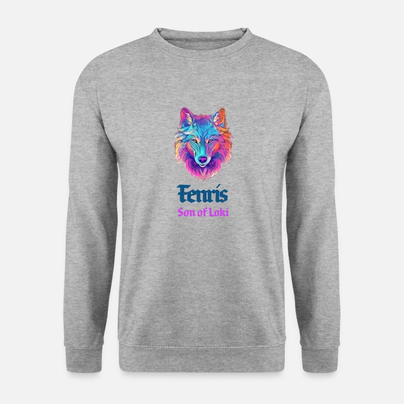 Der Fenriswolf, Kind des Loki - Unisex Pullover - Weißgrau meliert