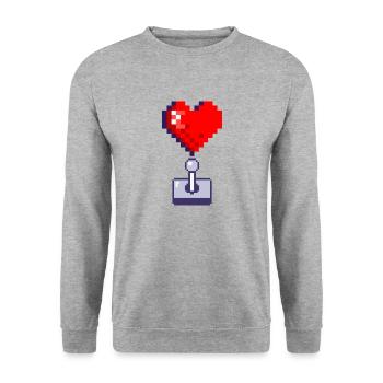 Joystick coeur rouge retro gaming - Sweat-shirt Unisexe - gris chiné - Devant - Alina (178cm) & Michal (187cm)