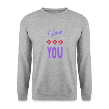 PAAR. ICH HABE GERADE GEHEIRATET. Junggesellinnenabschied. HEILIGER VALENTINSTAG. MARIES - Unisex Pullover - Weißgrau meliert - Vorne - Alina (178cm) & Michal (187cm)