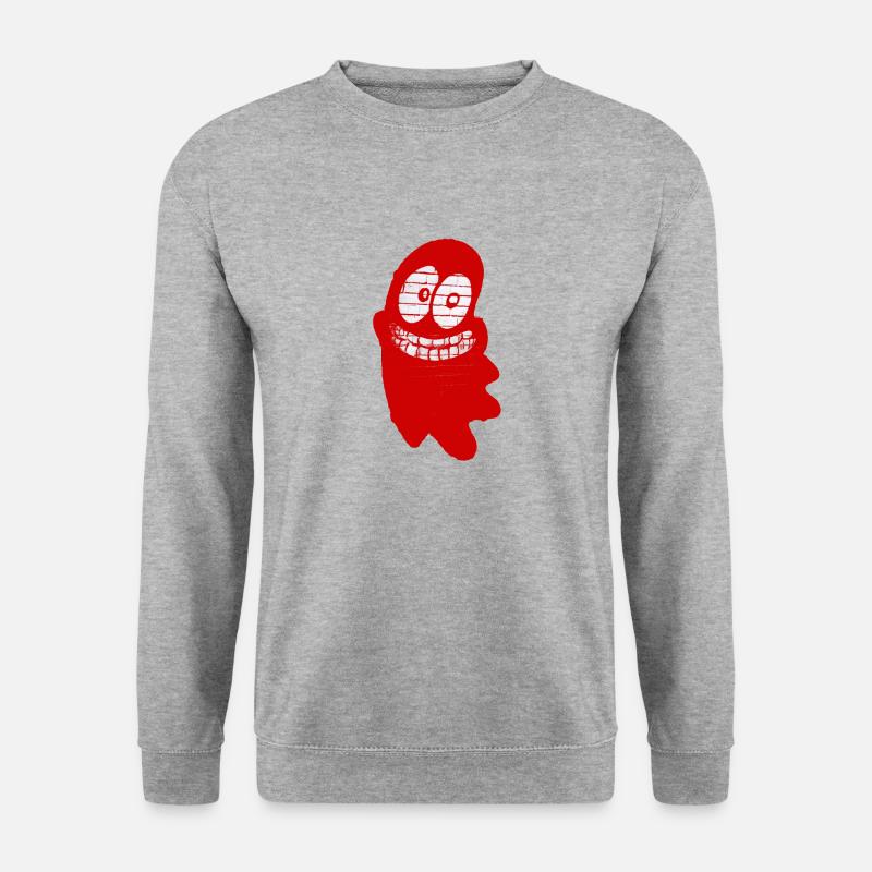 Lustiger lächelnder Geist in Rot - Unisex Pullover - Weißgrau meliert
