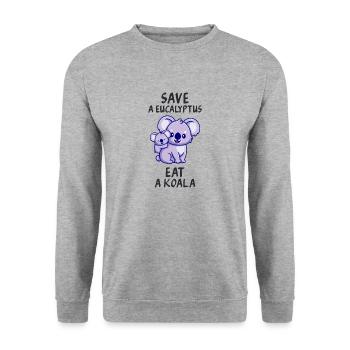Save a eucalyptus, eat a koala. - Unisex Sweatshirt - salt & pepper - Front - Alina (178cm) & Michal (187cm)