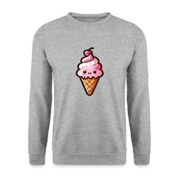 Niedliche italienische Eiswaffel - Unisex Pullover - Weißgrau meliert - Vorne - Alina (178cm) & Michal (187cm)