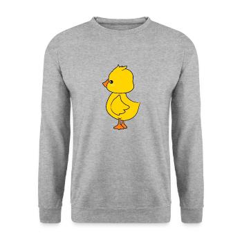 Niedliche Baby-Ente Figur 3 - Unisex Pullover - Weißgrau meliert - Vorne - Alina (178cm) & Michal (187cm)