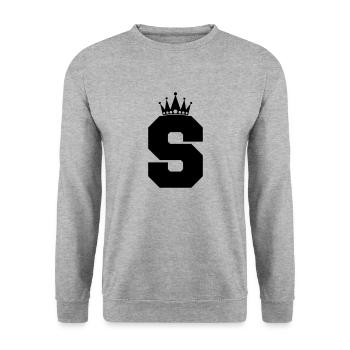 letter S Crown - Unisex Sweatshirt - salt & pepper - Front - Alina (178cm) & Michal (187cm)