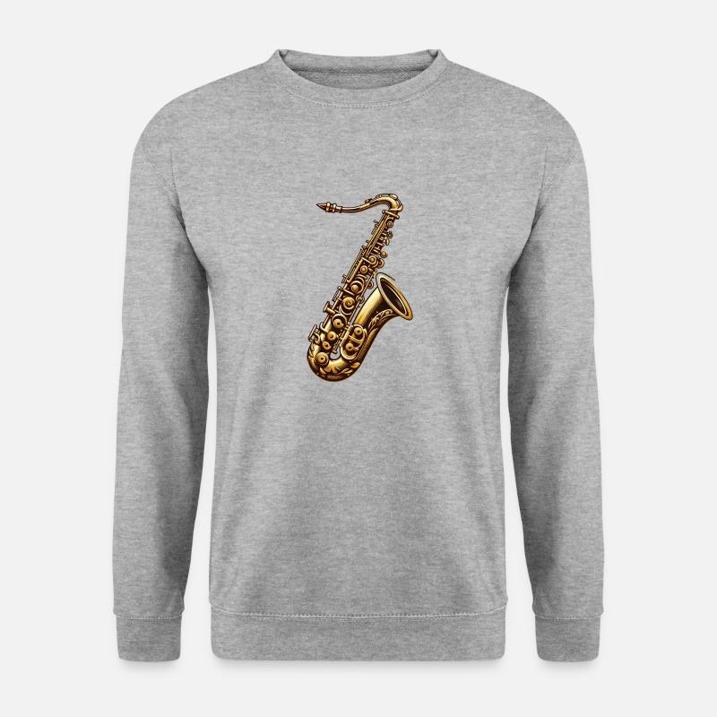 Saxophon - Unisex Pullover - Weißgrau meliert