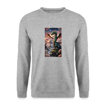 Drachen 4 - Unisex Pullover - Weißgrau meliert - Vorne - Alina (178cm) & Michal (187cm)