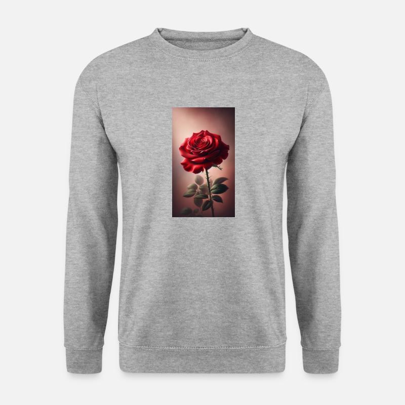 Rote Rose - Unisex Pullover - Weißgrau meliert