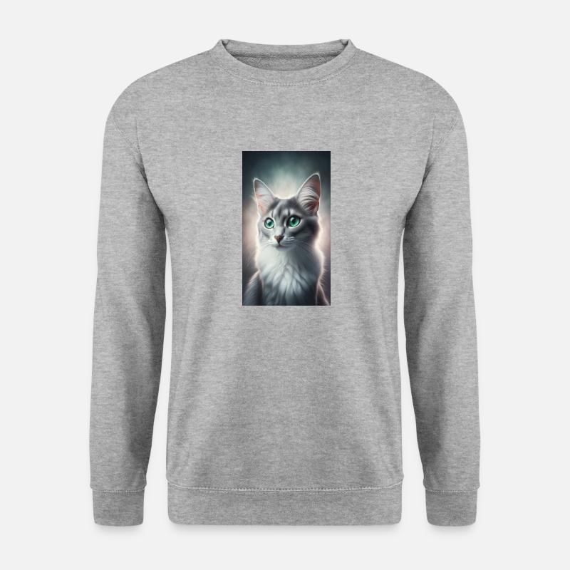 Katze - Unisex Pullover - Weißgrau meliert