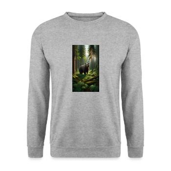 Braunbär - Unisex Pullover - Weißgrau meliert - Vorne - Alina (178cm) & Michal (187cm)