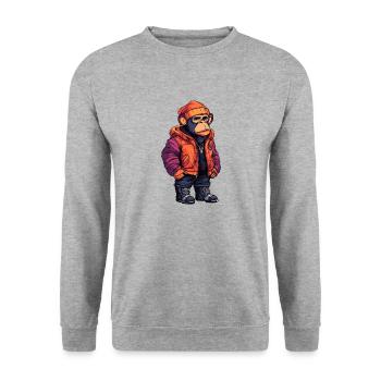 Singe Mode d’hiver - Sweat-shirt Unisexe - gris chiné - Devant - Alina (178cm) & Michal (187cm)
