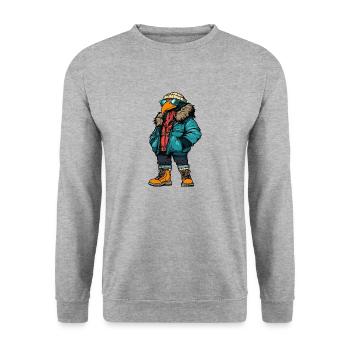 Harpy Bird Fashion Winter - Unisex Sweatshirt - salt & pepper - Front - Alina (178cm) & Michal (187cm)