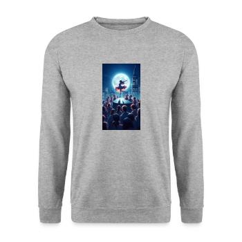 SWS MIDNIGHT GIRL - Unisex Pullover - Weißgrau meliert - Vorne - Alina (178cm) & Michal (187cm)