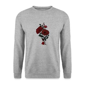 Blume - Unisex Pullover - Weißgrau meliert - Vorne - Alina (178cm) & Michal (187cm)