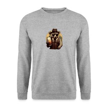 Cooler Koala mit Sonnenbrille, Bier und Hut - Unisex Pullover - Weißgrau meliert - Vorne - Alina (178cm) & Michal (187cm)