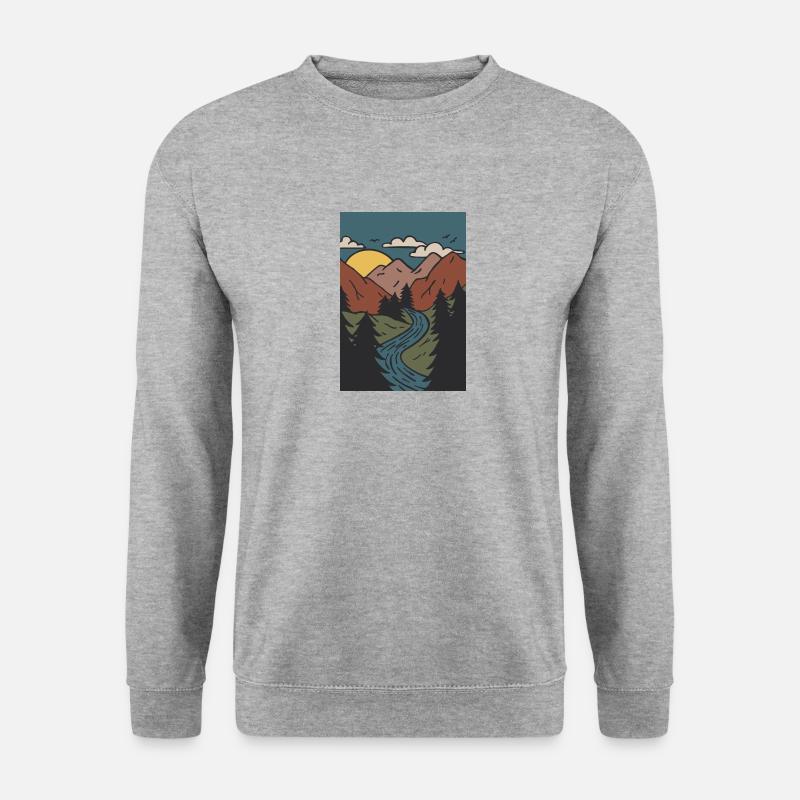 MOUNTAINS ARE CALLING - Unisex Pullover - Weißgrau meliert