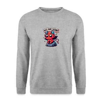 teufel Not Today Satan - Unisex Pullover - Weißgrau meliert - Vorne - Alina (178cm) & Michal (187cm)