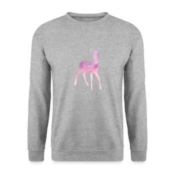Reh Rehkitz Tier Wildnis Jagd Jäger Geschenk - Unisex Pullover - Weißgrau meliert - Vorne - Alina (178cm) & Michal (187cm)