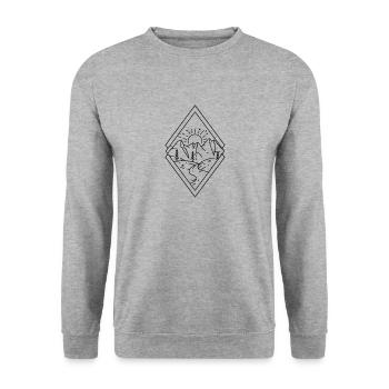 Berg Abenteuer Geschenk Spruch Bergsteigen Wandern - Unisex Pullover - Weißgrau meliert - Vorne - Alina (178cm) & Michal (187cm)