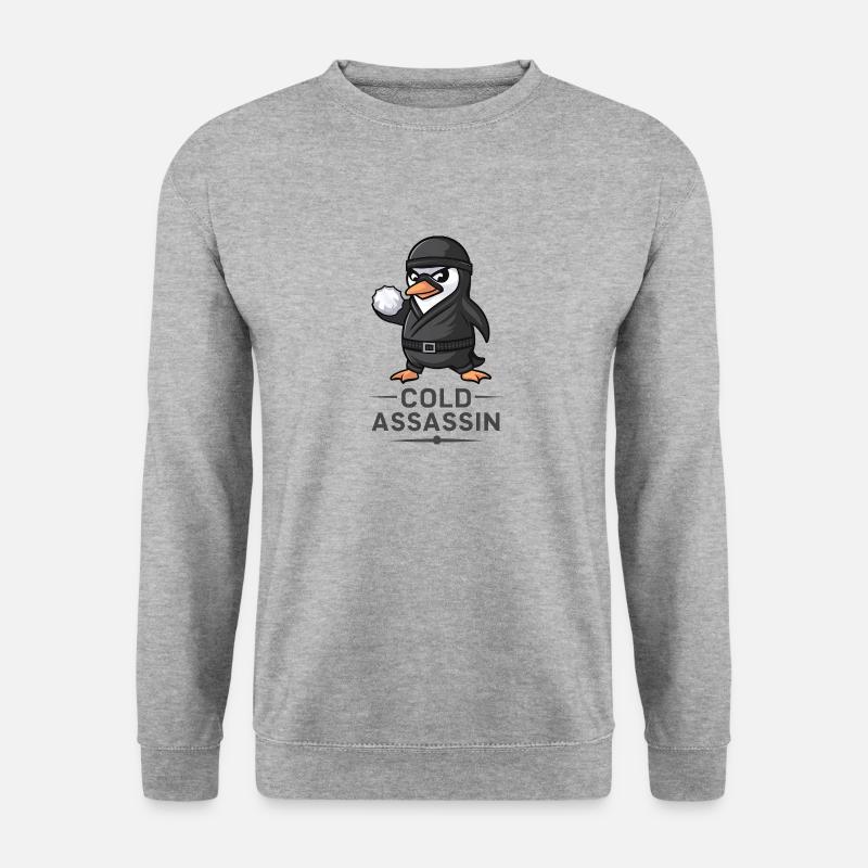 Ninja-Pinguin - Unisex Pullover - Weißgrau meliert