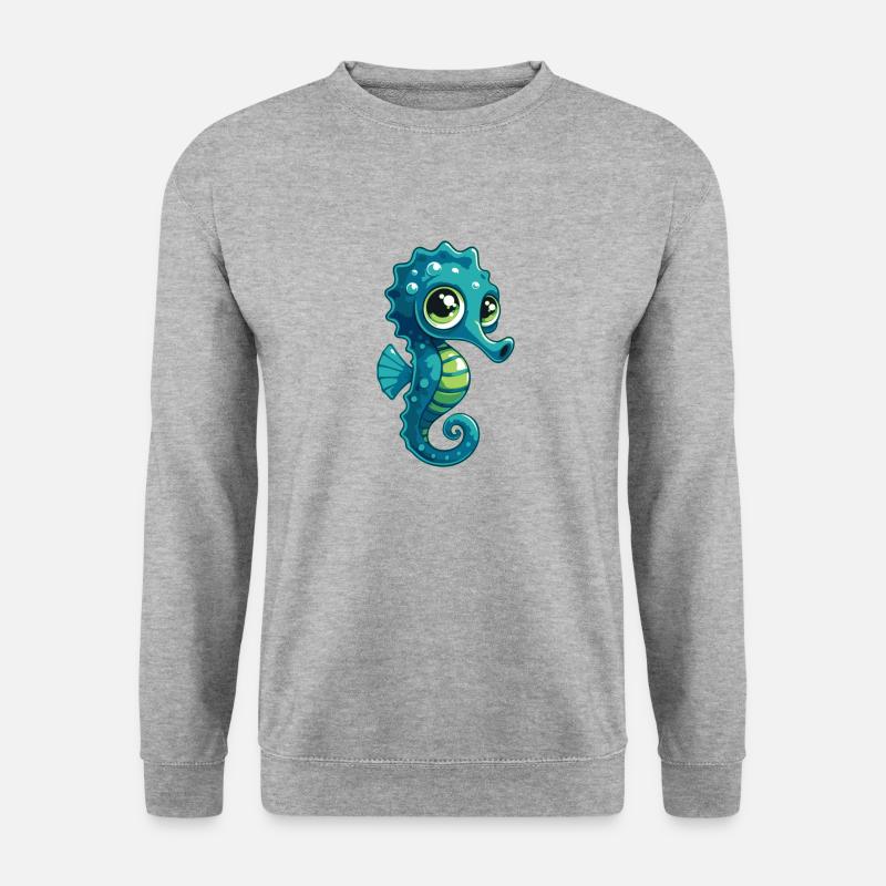 Seepferdchen - Unisex Pullover - Weißgrau meliert
