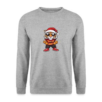 Tiger Christmas Comic Cool - Unisex Sweatshirt - salt & pepper - Front - Alina (178cm) & Michal (187cm)