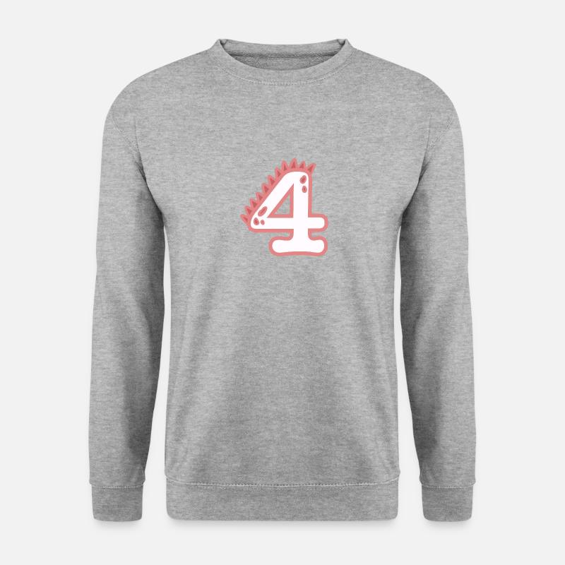 Zahl 4 - Unisex Pullover - Weißgrau meliert