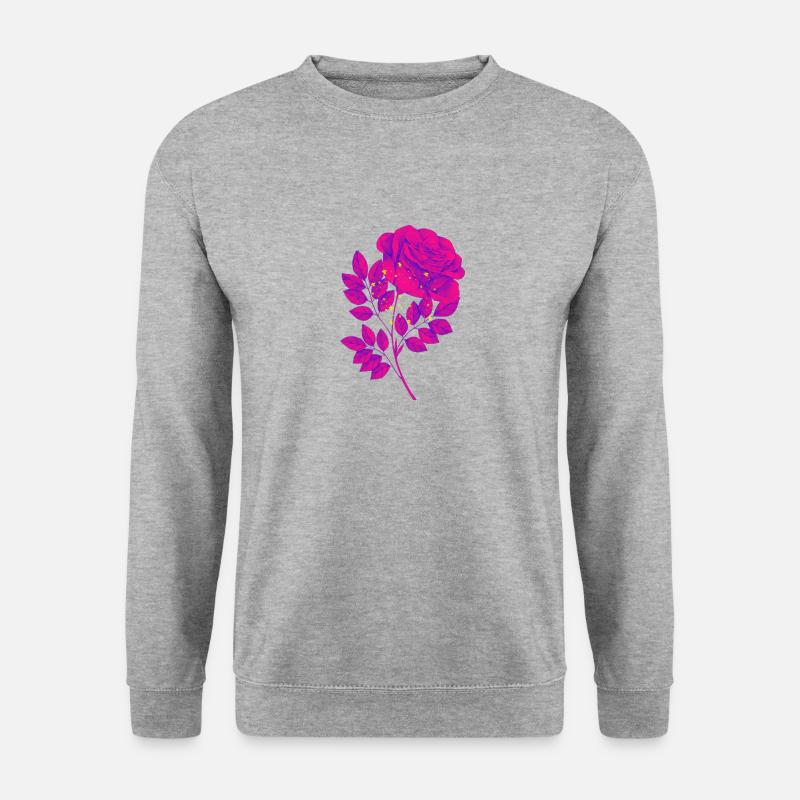 Rosa Violett T-Shirt - Unisex Pullover - Weißgrau meliert
