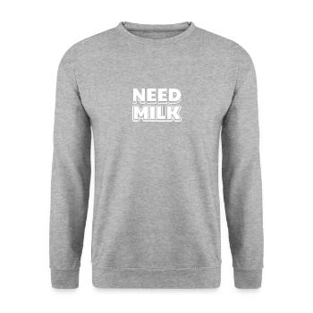 Drôle partenaire partenaire Regardez Shirt Besoin lait - Sweat-shirt Unisexe - gris chiné - Devant - Alina (178cm) & Michal (187cm)