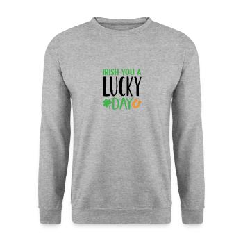 Design Irish you a lucky day - Sweat-shirt Unisexe - gris chiné - Devant - Alina (178cm) & Michal (187cm)