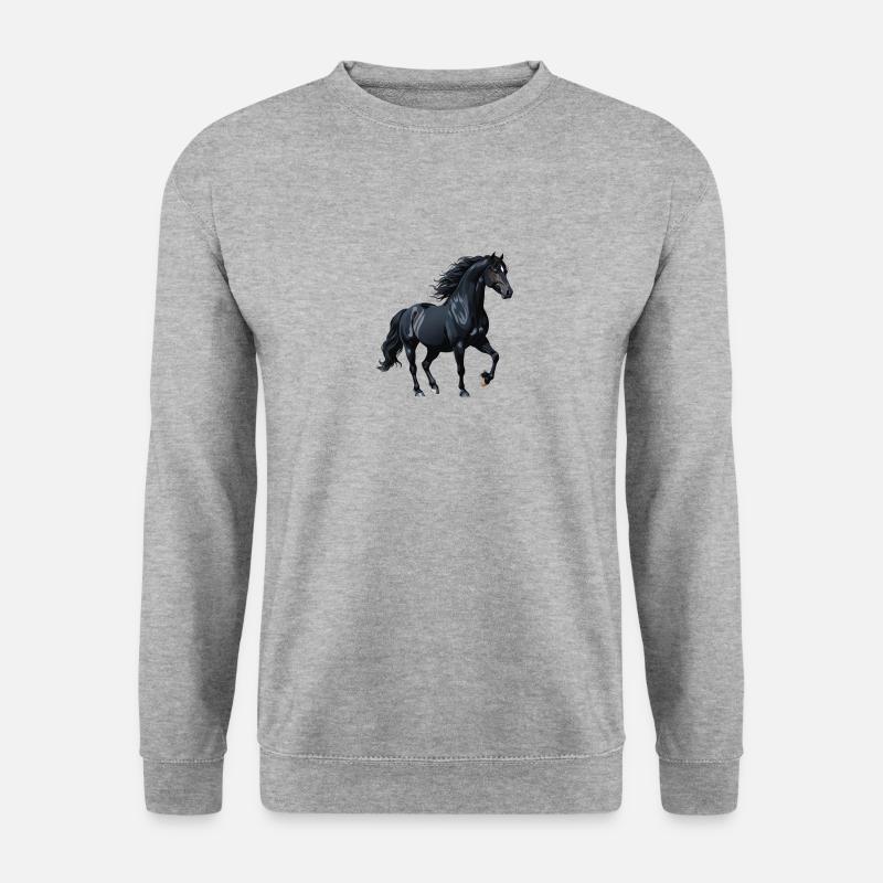 Schwarz Stallion Silhouette - Unisex Pullover - Weißgrau meliert