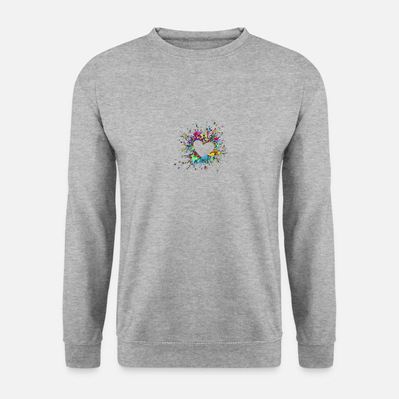 Mein Herz explodiert für Sie. - Unisex Pullover - Weißgrau meliert