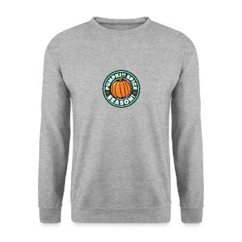 100 pumpkin spice season - Unisex Pullover - Weißgrau meliert - Vorne - Alina (178cm) & Michal (187cm)