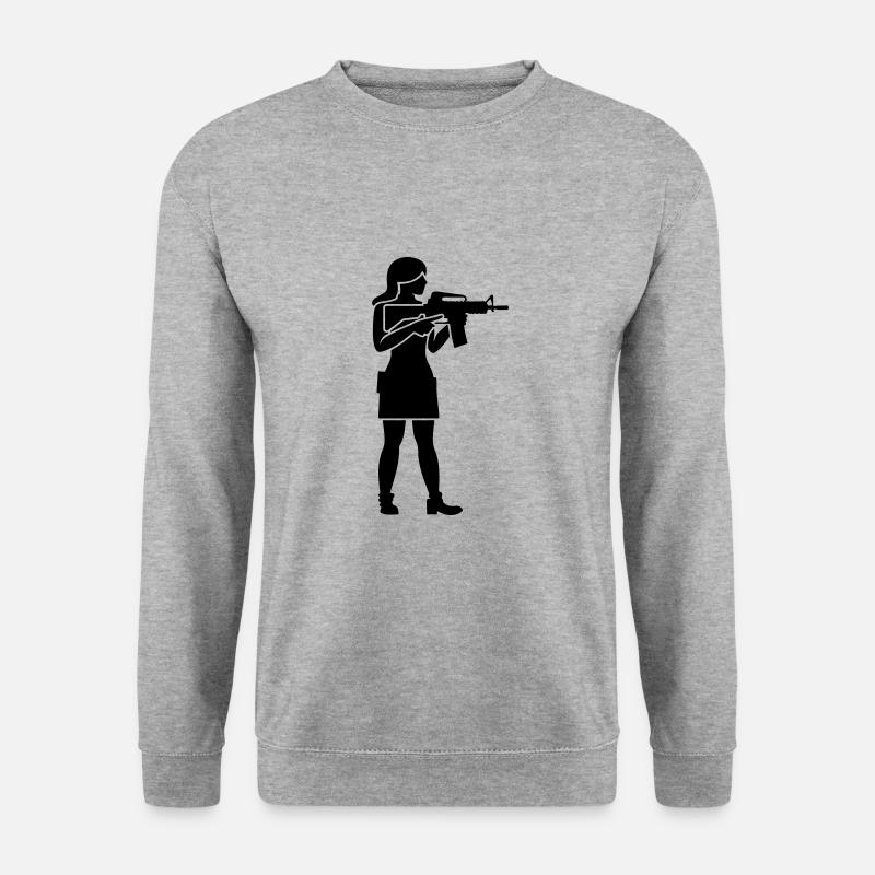 Soldatin Frau - Unisex Pullover - Weißgrau meliert