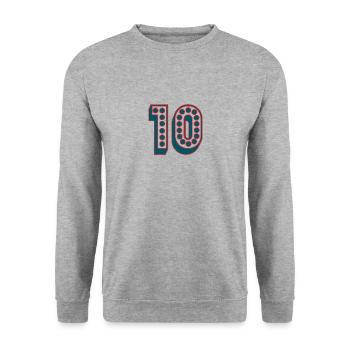 10. 10 YEARS. 10th ANNIVERSARY. 10 YEAR ANNIVERSARY. - Unisex Sweatshirt - salt & pepper - Front - Alina (178cm) & Michal (187cm)