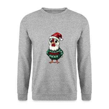 Hahn Weihnachten Comic - Unisex Pullover - Weißgrau meliert - Vorne - Alina (178cm) & Michal (187cm)