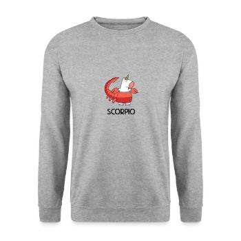 Sternzeichen Skorpion Scorpio Sternbild Einhorn - Unisex Pullover - Weißgrau meliert - Vorne - Alina (178cm) & Michal (187cm)