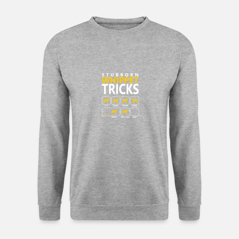 Hartnäckige Whippet-Tricks - Unisex Pullover - Weißgrau meliert