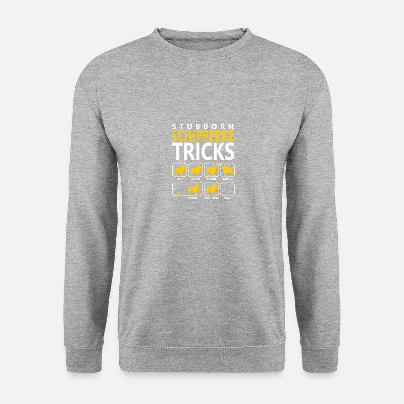 Hartnäckige Schipperke-Tricks - Unisex Pullover - Weißgrau meliert